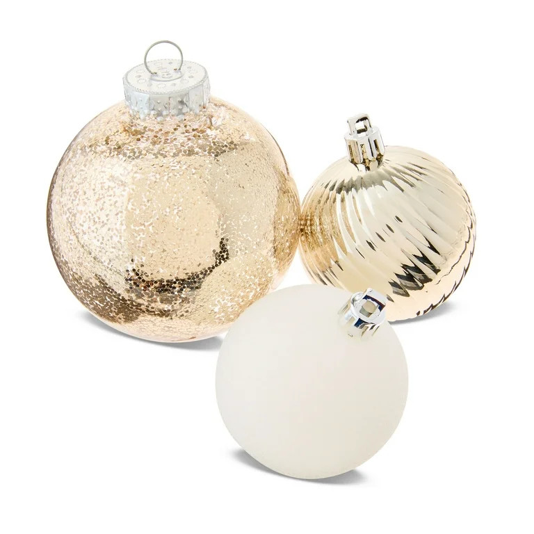 Champagne Shatterproof Christmas Ball Ornaments, 9.5 in, 75 Count, by Holiday Time | Walmart (US)