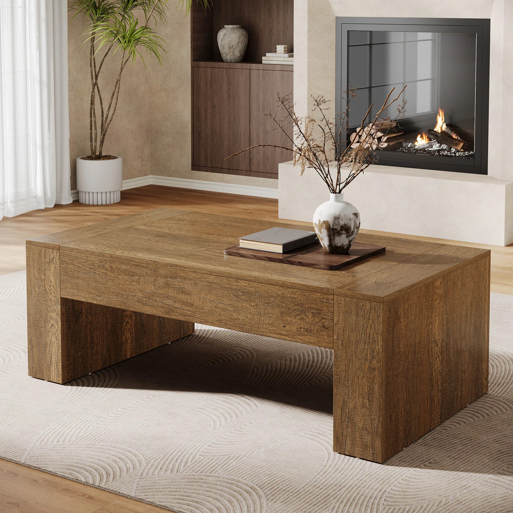 Rosalind Wheeler 51-Inch Coffee Table Rectangle Cocktail Tea Table For Living Room | Wayfair | Wayfair North America