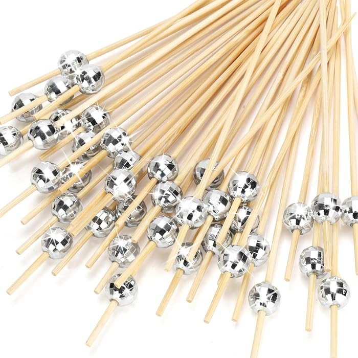 Cocktail Picks, Disco Ball Decorative Toothpicks for Appetizers, Fancy Bamboo Skewers for Appetiz... | Amazon (US)