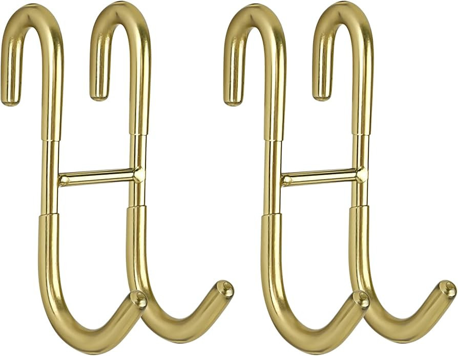 Simtive Squeegee Hooks for Towel Bathroom Frameless Glass Shower Door (2-Pack), Gold | Amazon (US)