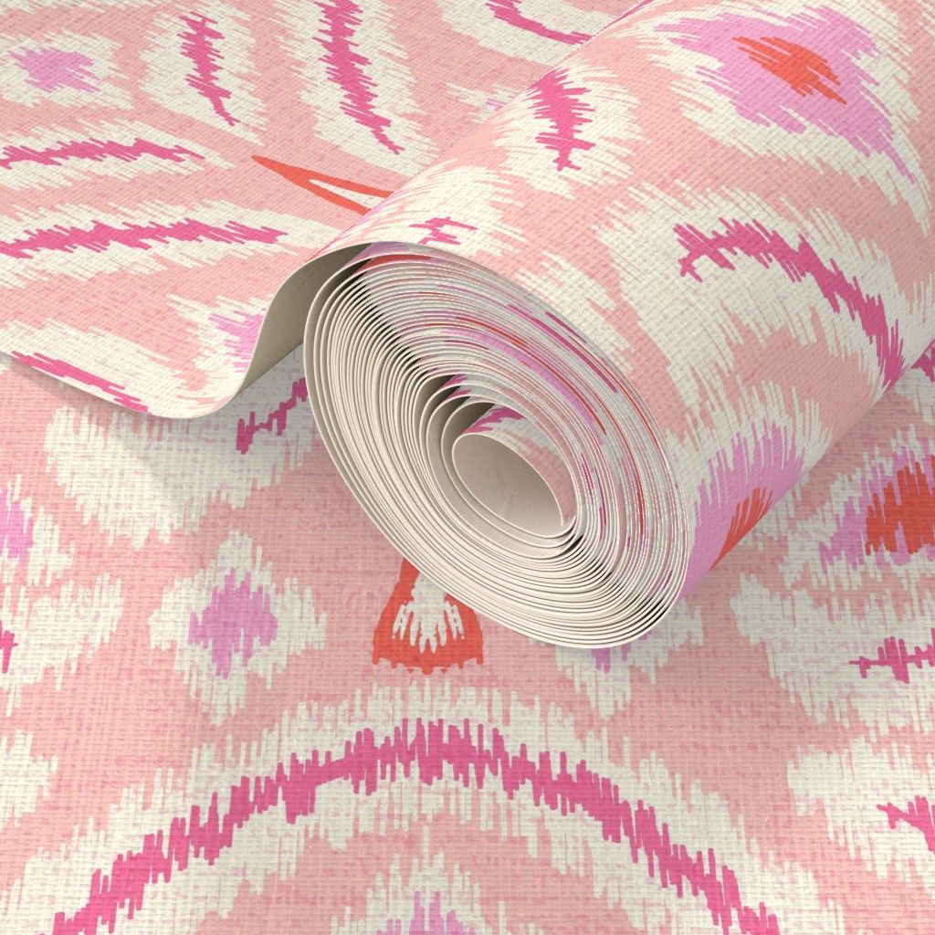 ikat flower - blush pink - jumbo Wallpaper | Spoonflower | Spoonflower