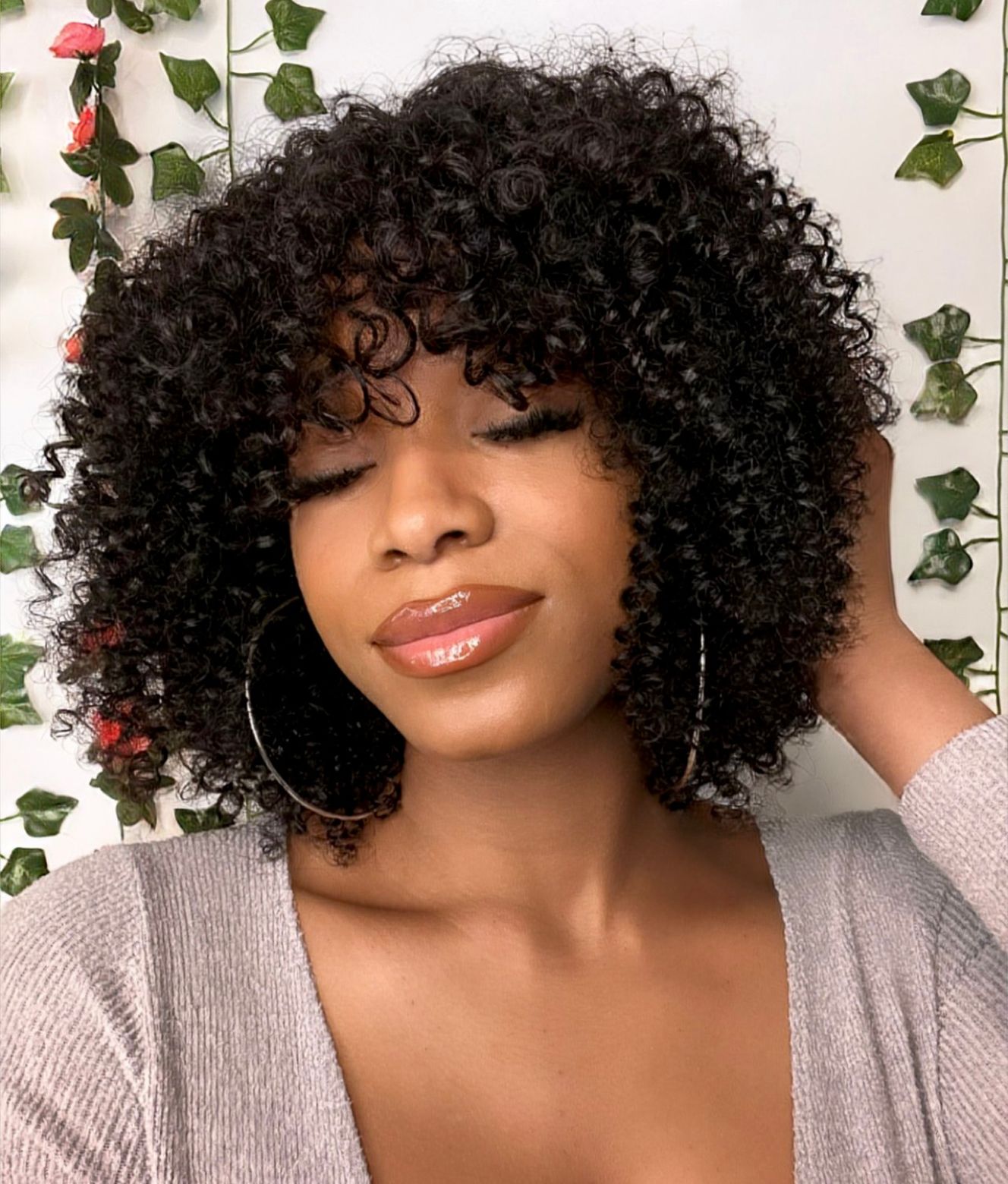 Curly Top Lace Bob with Bangs Wig - Free shipping. Free 30 day returns. | Mayvenn