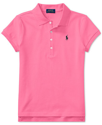 Girls' 7-16 Stretch Cotton Mesh Polo Shirt | Macy's