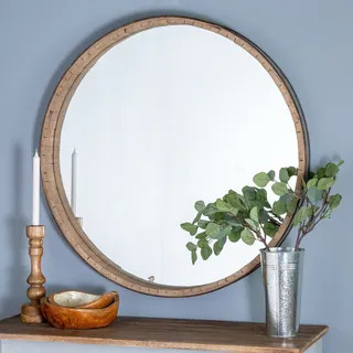 The Curated Nomad Balance Round Wood Wall Mirror - Brown | Bed Bath & Beyond