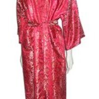 Vintage Red MultiColor Brocade Metallic Ethnic Kimono Sleeve Wrap Duster Robe Loungewear w/ Matching Belt  Pocket Size | Etsy (US)