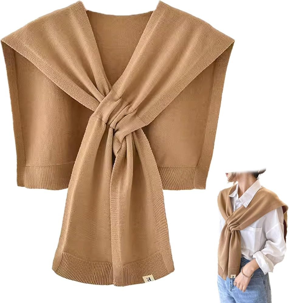 Women's Fashion Knitted Shawl - Khaki Sweater Shawl for Air-Conditioned Rooms | Amazon (US)