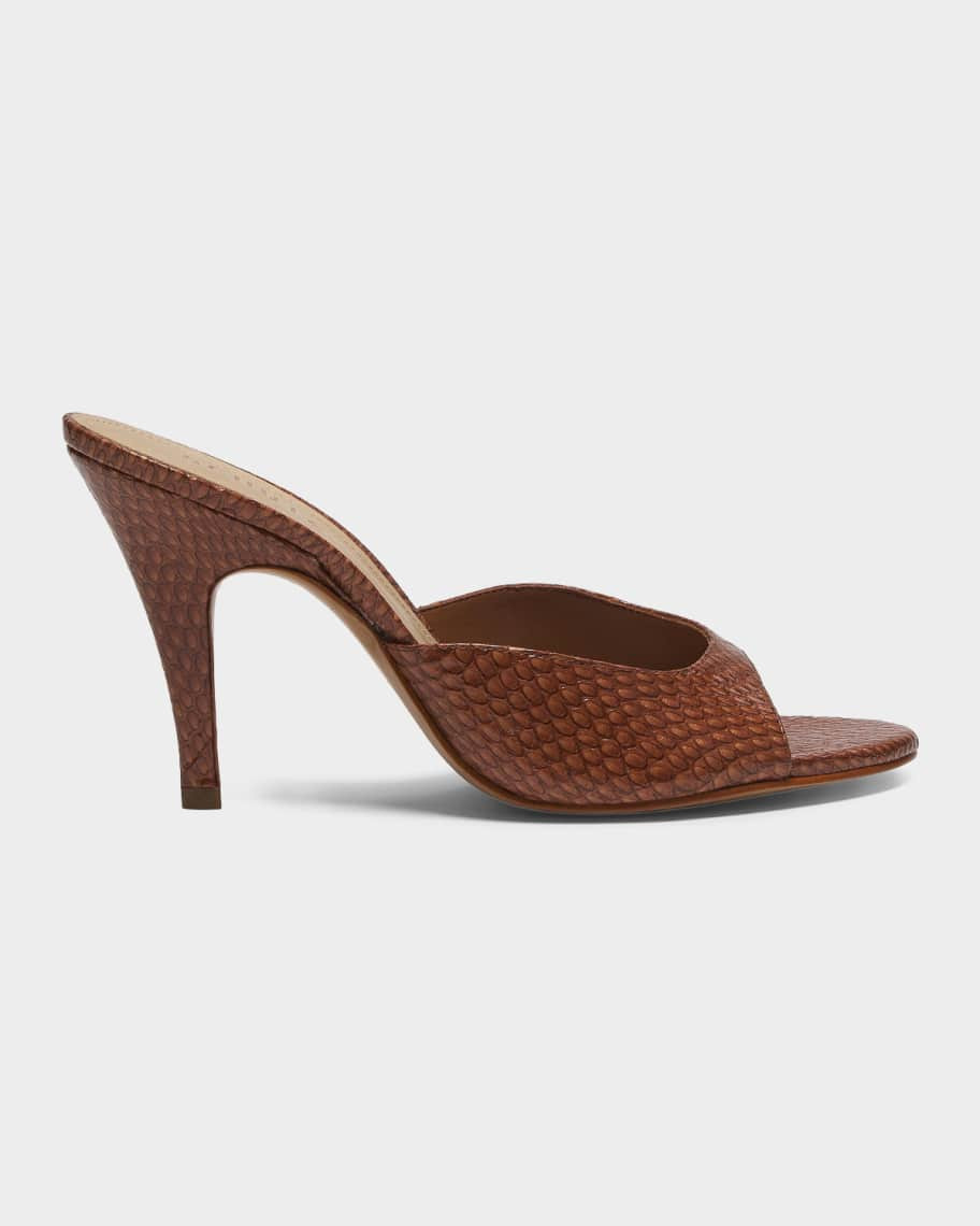 Schutz Clea Snake-Embossed Leather Sandals | Neiman Marcus