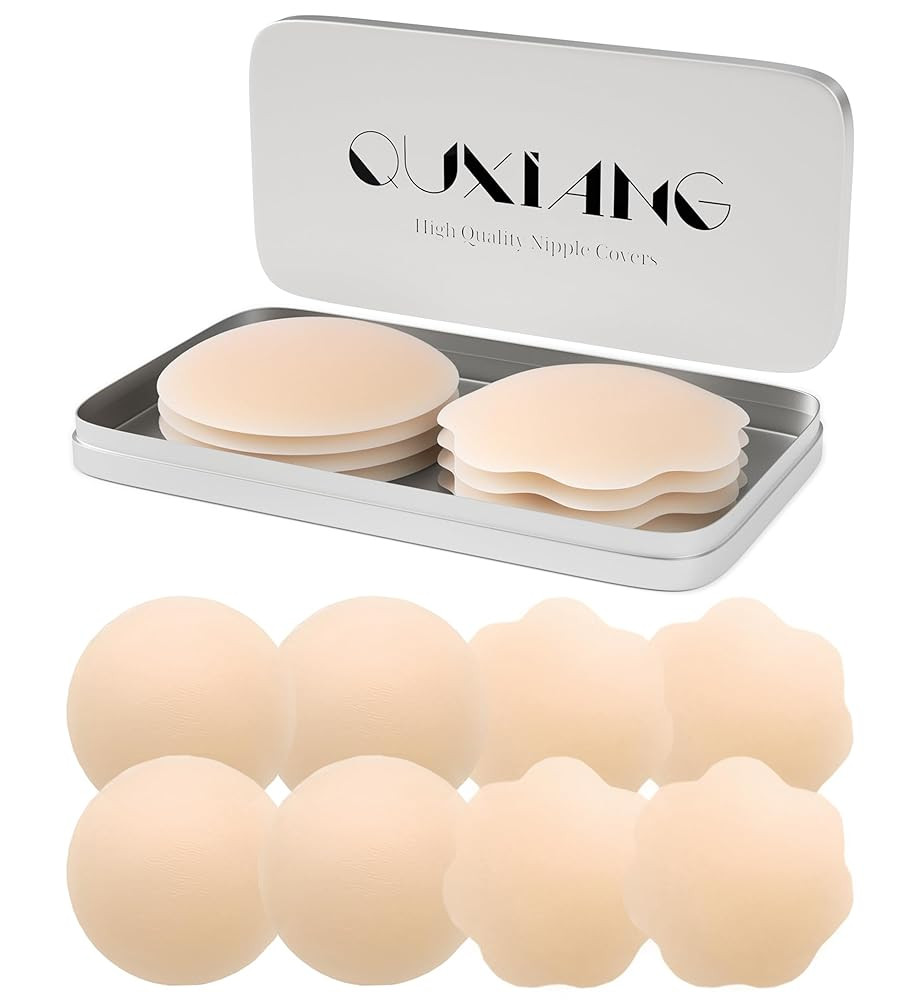 QUXIANG 4 Pairs Pasties Women Nipple Covers Reusable Adhesive Silicone Nippleless Covers Bra for ... | Amazon (US)