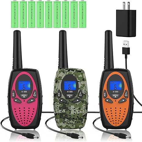 Topsung Walkie Talkies 3 Pack, Rechargeable Adult Walkie Talkie with LCD Screen, Belt Clip and Ba... | Amazon (US)