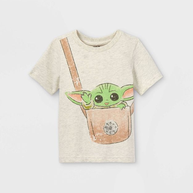 Toddler Boys' Baby Yoda Short Sleeve Graphic T-Shirt - Cream | Target
