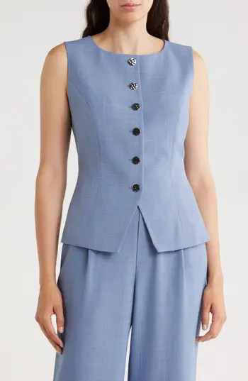 Gemma + Jane Hammered Button-Up Vest in Indigo Melange at Nordstrom Rack, Size Medium | Nordstrom Rack
