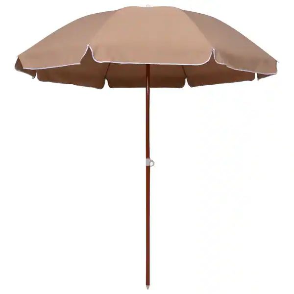 vidaXL Parasol with Steel Pole 94.5" Taupe | Bed Bath & Beyond