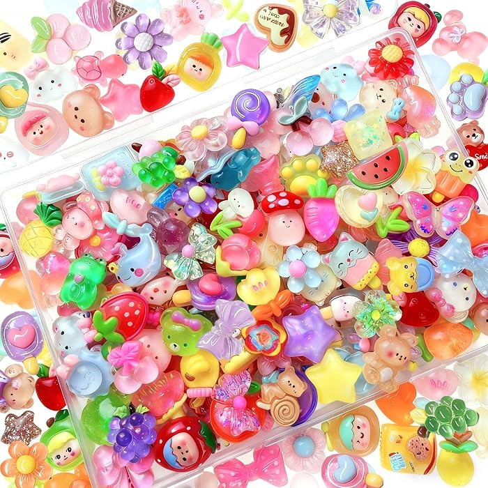 120PCS Mixed Colors Slime Charms Cute Flatback Random Resin Charms Bulk, Slime Accessories Embell... | Amazon (US)