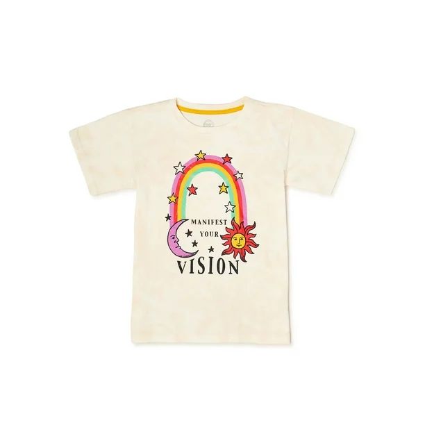 Wonder Nation Girls Short Sleeve Oversized Graphic Print T-Shirt, Sizes 6-18 & Plus - Walmart.com | Walmart (US)