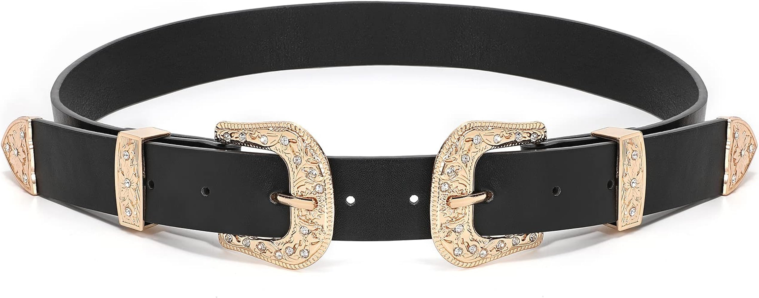 XZQTIVE Women Leather Belt Ladies Vintage Western Belt Retro Cowgirl Leather Belt Black Waist Bel... | Amazon (US)