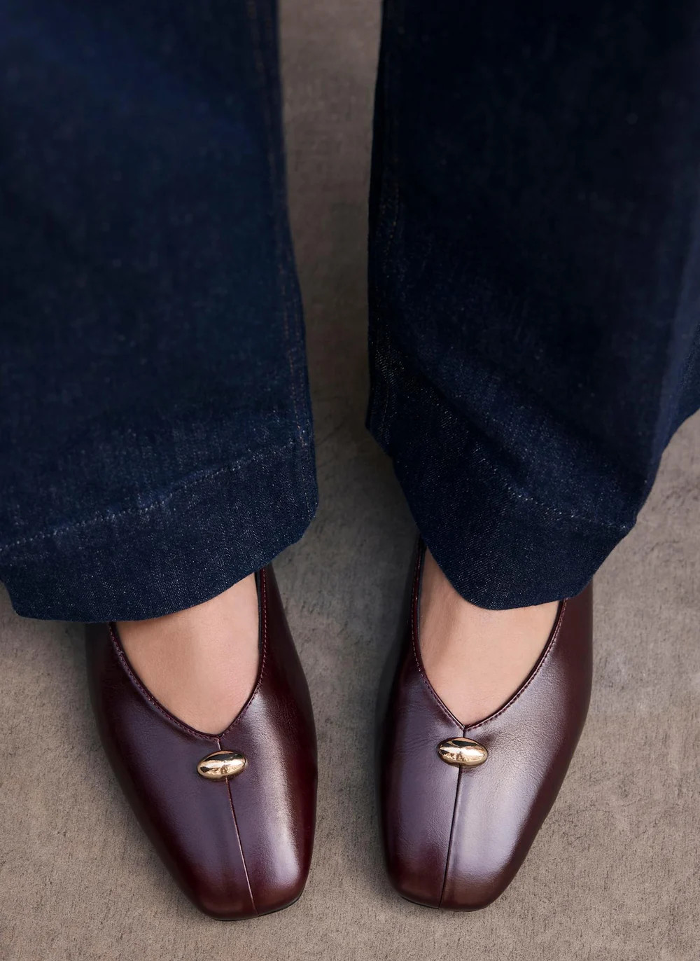 Ruby Burgundy Leather Ballet Flats | Mint Velvet