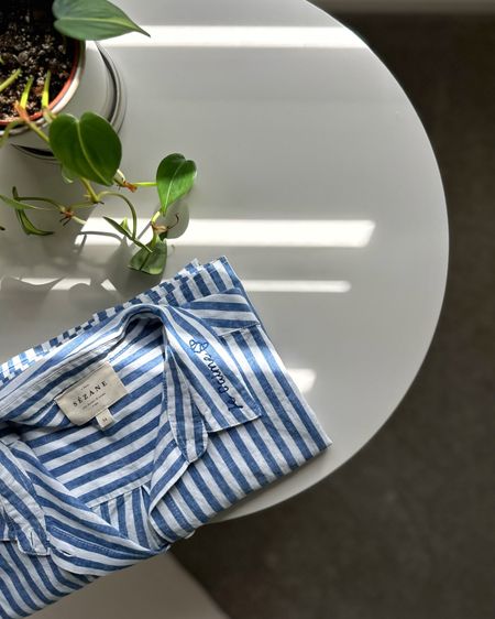 the @sezane max shirt in striped blue, size 4, w custom embroidery “je t’aime 🥐” which translates to “i love you croissant” 😁🤗 the max is a relaxed and oversized fit — can’t wait to try it! #gifted {03.04.24}

#LTKeurope