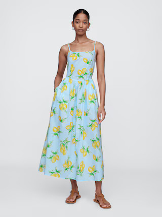 Print Scoopneck Midi Dress | Gap Factory