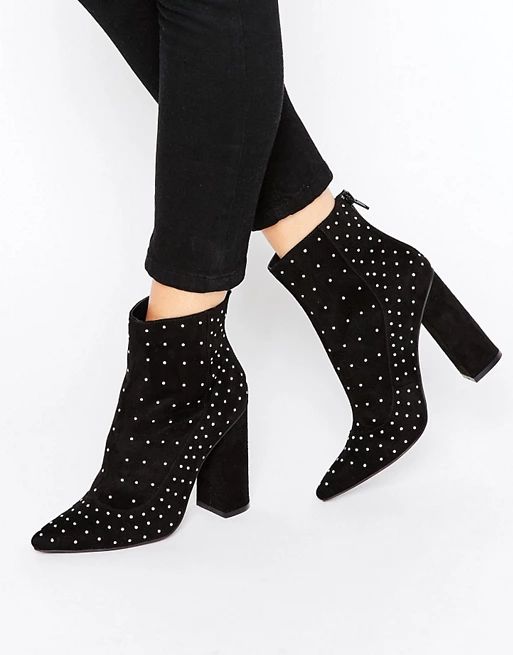 Missguided Studded Pointed Toe Heeled Ankle Boots | ASOS US