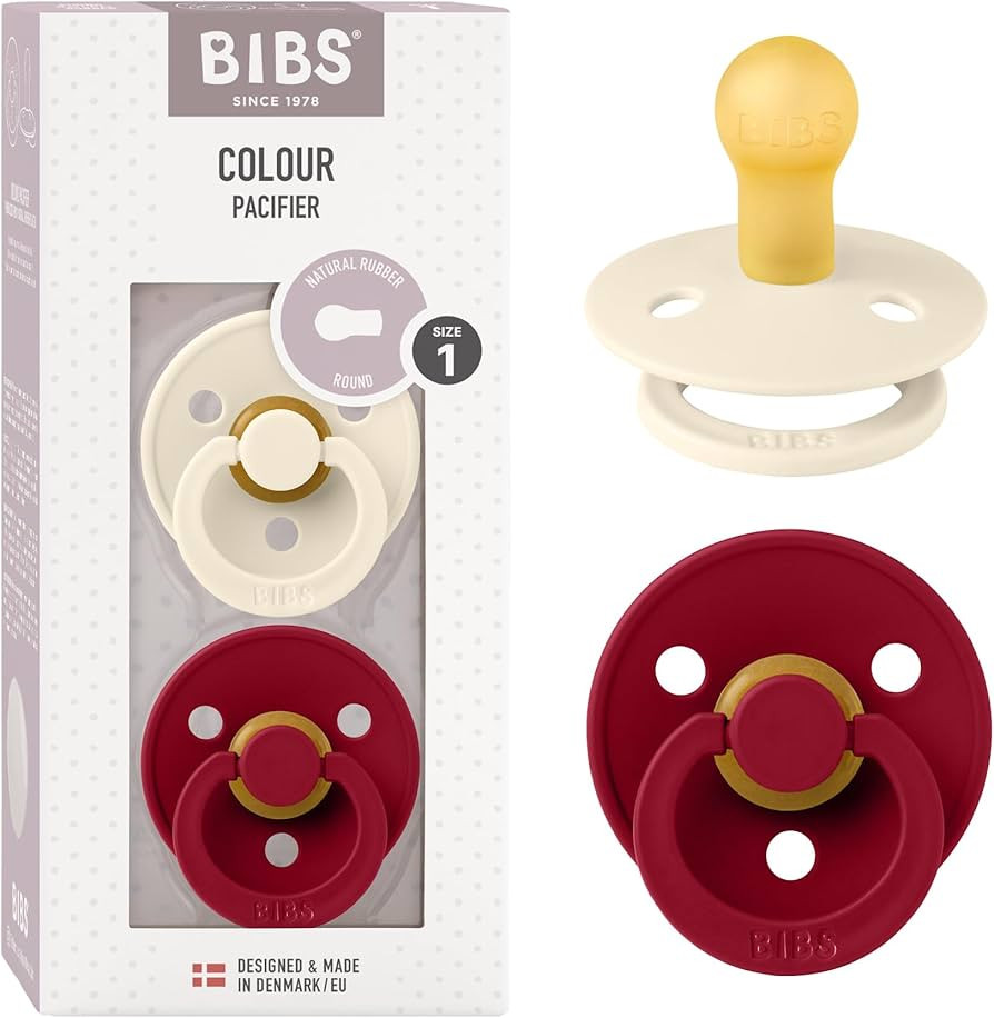 BIBS Colour Baby Pacifier 2-Pack | Made in Denmark | BPA Free Dummy Soother, Round Nipple. Natura... | Amazon (US)
