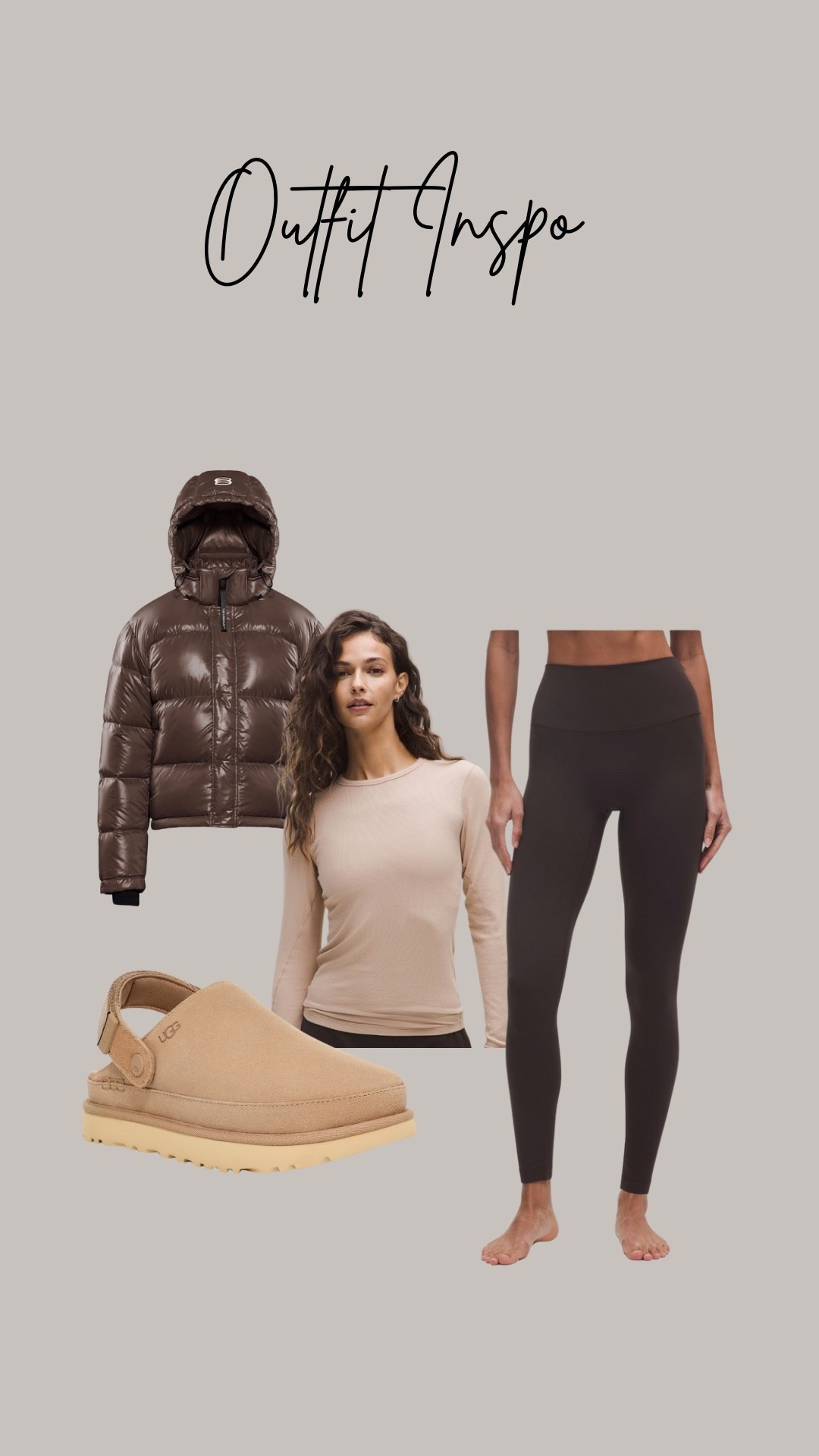 Fall outfit inspo. Ugg clog outfit. Aritzia super puff. Lululemon. Leggings outfit. Brown leggings outfit. 

#LTKHoliday #LTKStyleTip #LTKGiftGuide