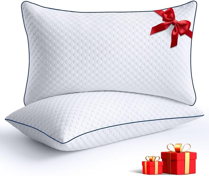 Shredded Memory Foam Pillows Queen Size Set of 2, Queen Pillows for Sleeping 2 Pack, Adjustable F... | Amazon (US)