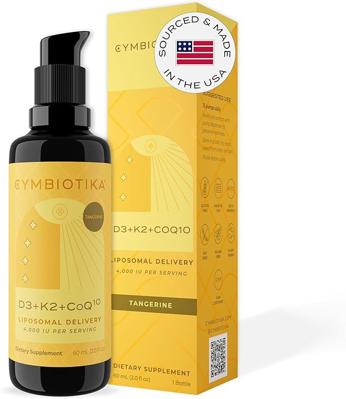 CYMBIOTIKA Vitamin D3 + K2 + CoQ10 Liquid, Vitamin D Supplement for Immune Support, Heart Health ... | Amazon (US)