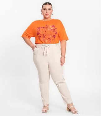 Calça Feminina Plus Size Linho Strong Secret Glam Bege | Dafiti (BR)