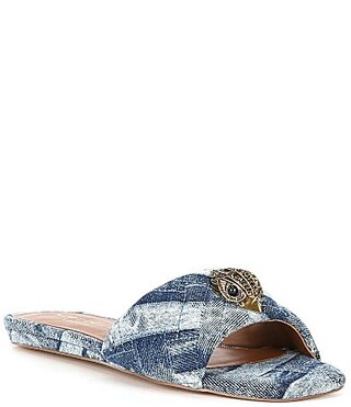 Kurt Geiger London Kensington Denim Patchwork Logo Ornament Slide Sandals - 36(6) | Dillard's