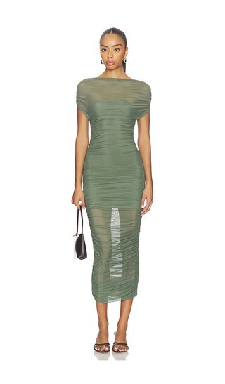 SEROYA Noel Off Shoulder Mesh Midi Dress in Sage. - size M | Revolve Clothing (Global)
