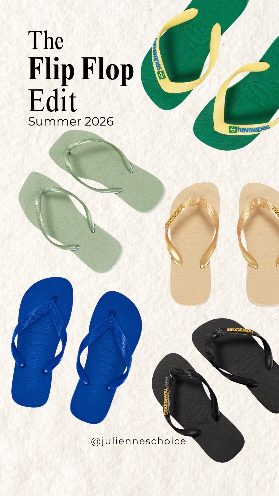 Summer's easiest style update?
Flip flops.
From bold colors to clean neutrals, these are the pairs making every outfit feel effortless this season.✨julienneschoice

#FlipFlops #LTKStyleTip
#LTKSummer
#SummerOutfits #SummerWardrobe #CapsuleCloset

#LTKootd #LTKSwim #LTKTravel