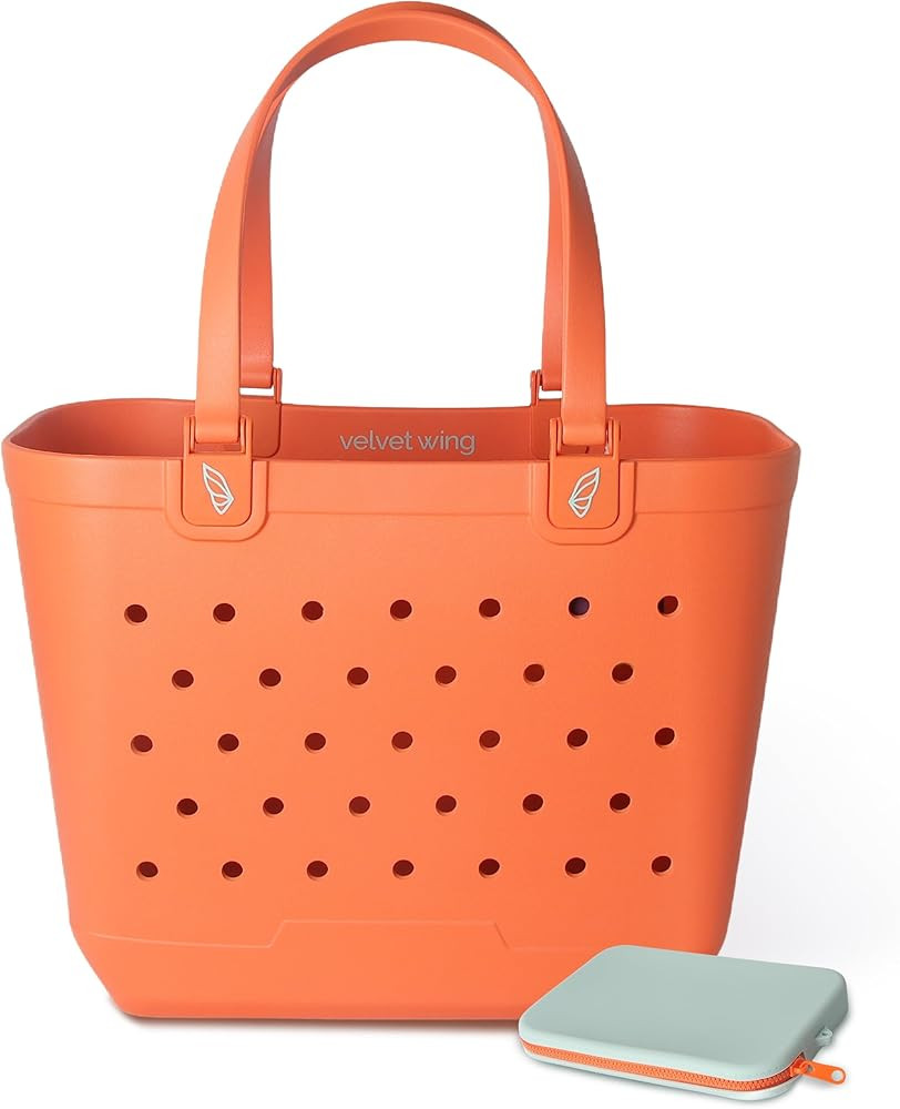 Large Rubber Beach Tote Bag - Waterproof Bag With Sand Proof Pouch For Beach, Travel, Pool (13.7" x 9.4" x 18.9") | Amazon (US)