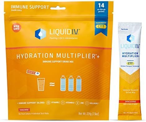 Liquid I.V. Hydration Multiplier + Immune Support, Easy Open Packets, (Natural Tangerine Flavor, ... | Amazon (US)