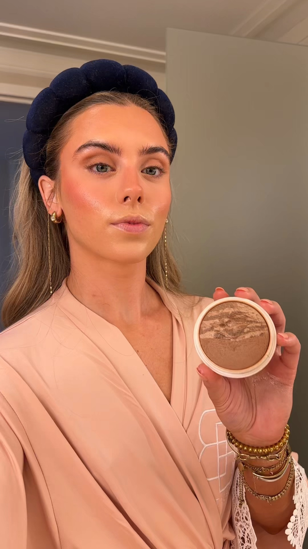 My typical eyeshadow routine is my all time favorite bronzer, Dibs Beauty Baked Bronzer (code SLOANE) shade caramel cappuccino layered with my powder blush. I used the Patrick ta major headlines double take cream and powder blush in she goes to the gym! I topped it off with the DECORTE shade burgundy gleam  

I also like the Haus labs powder blush in hibiscus pink. I also like the Valentino Eye 2 Cheek in shade 4 sweet rebel. The brush I’m using is the Dibs Beauty Eye Brush my code for Dibs is (SLOANE). My other bronzer favorites are the Haus Labs Powder Bronzer in Amber horizon medium or Armani Beauty Luminous Silk Creamy Bronzing Powder in shade 100. You can sub out your powder blush for the Valentino blush. 

If you want a shimmer eyeshadow you can simply add your powder highlight on top. For a specific glitter topper my obsession is the Urban Decay 24/7 Moondust Glitter Eyeshadow in shade space cowboy. I also like the Half Magic Eyeshadow in blushing lizard. | Another quick and easy fool proof eyeshadow routine is using the benefit cosmetics Java blush and a fluffy brush my fav is the Dibs Beauty (code SLOANE) brush. This blush is the perfect eyeshadow shade especially for green and blue eyes. @dibsbeauty @ulta @Decorte 

#LTKgrwm #LTKBeauty #LTKselfcare