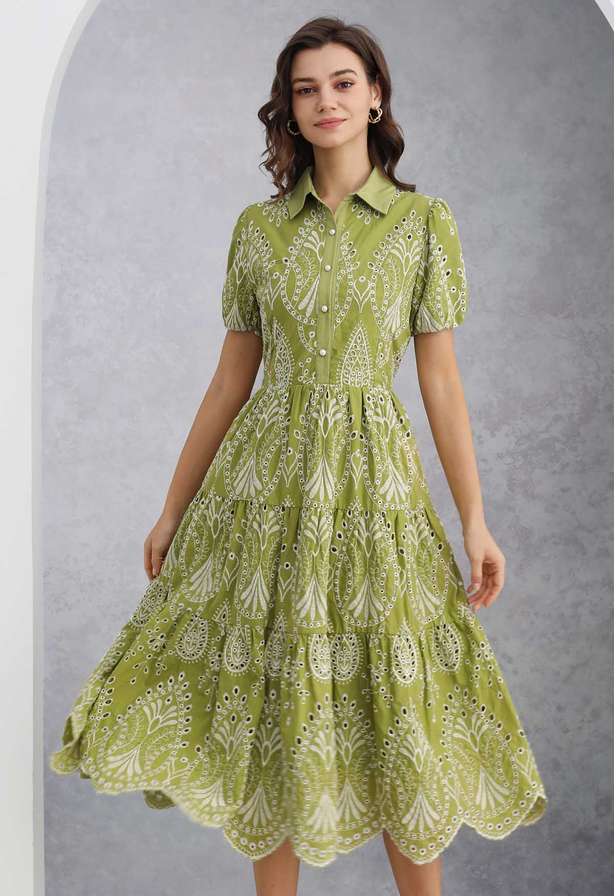 Boho Charm Embroidered Floral Eyelet Midi Dress | Chicwish