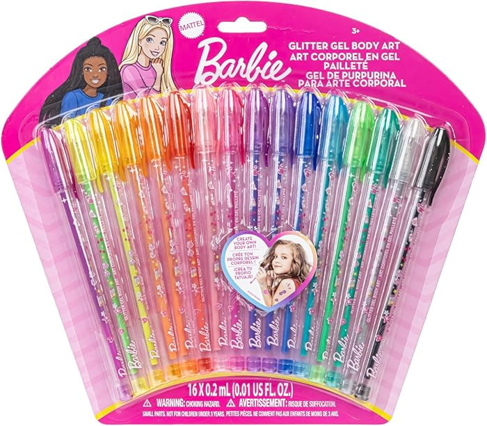 Barbie 16 Piece Glitter Pen Body Art Set, Glittery and Bright Colors, Ages 3 by Townley Girl | Amazon (US)