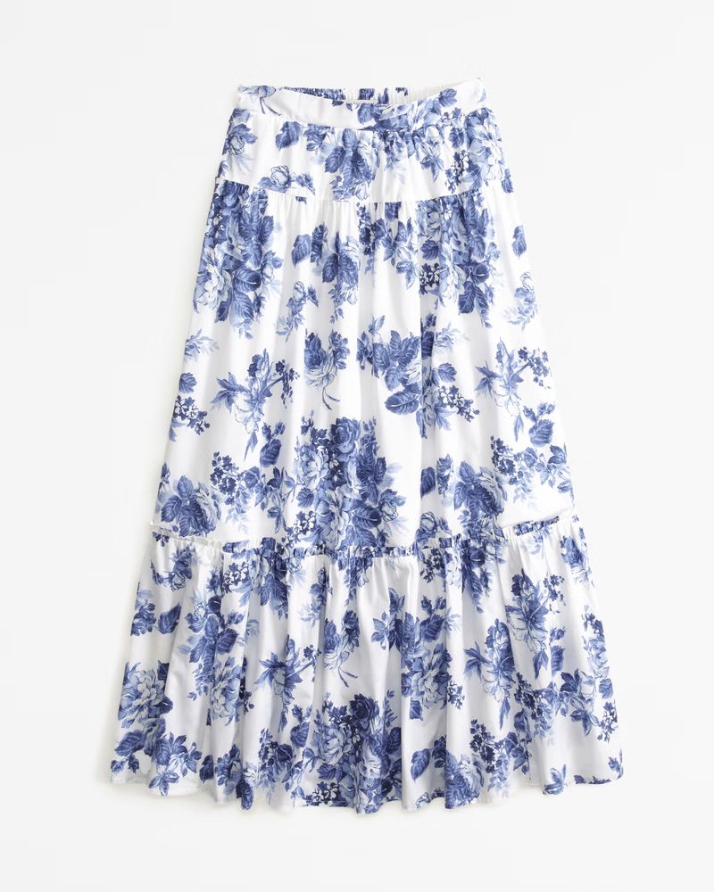 Poplin Tiered Maxi Skirt | Abercrombie & Fitch (US)