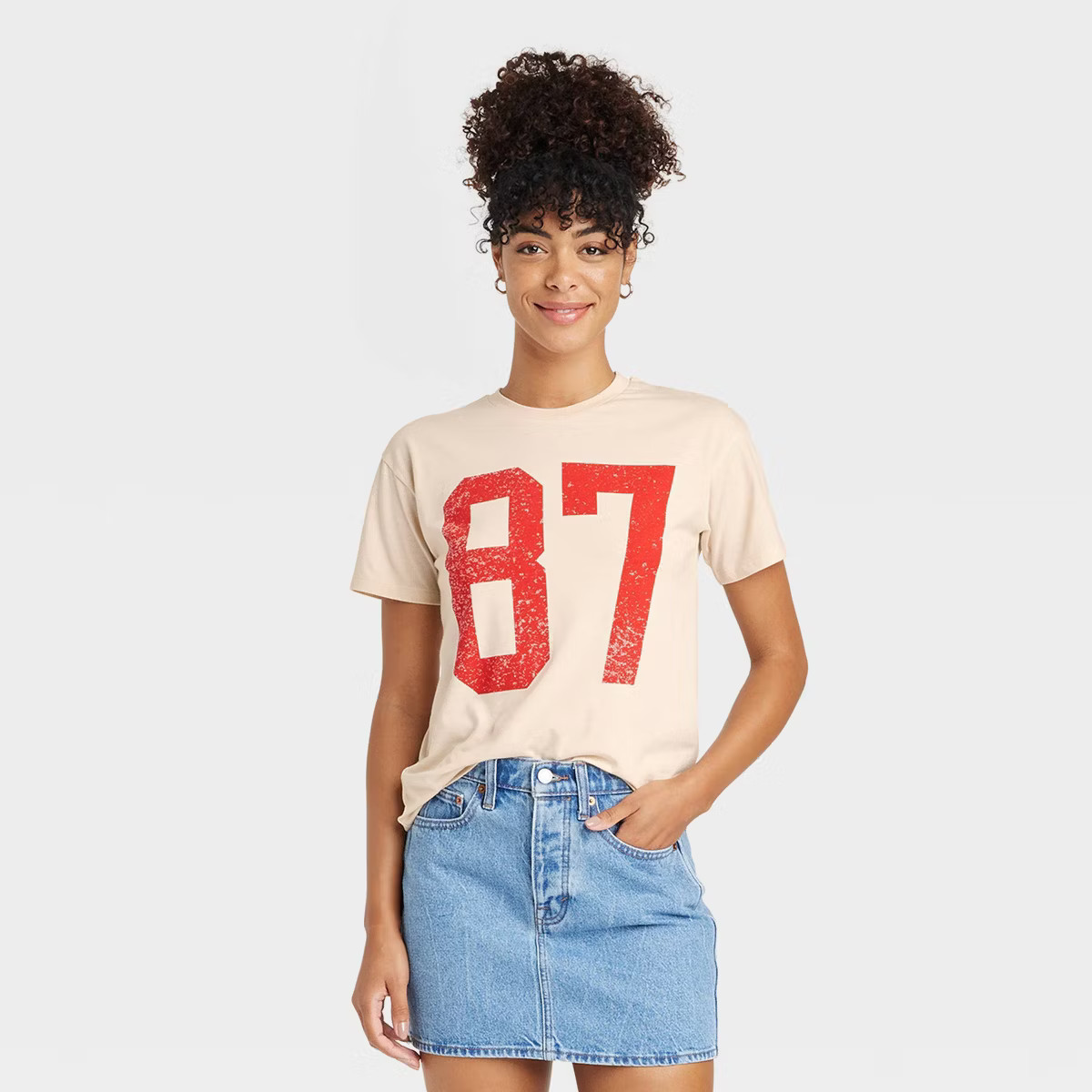 Women's Number 87 Short Sleeve Graphic T-Shirt - Beige | Target