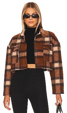 Lovers + Friends Roxy Cropped Shacket in Brown Plaid from Revolve.com | Revolve Clothing (Global)