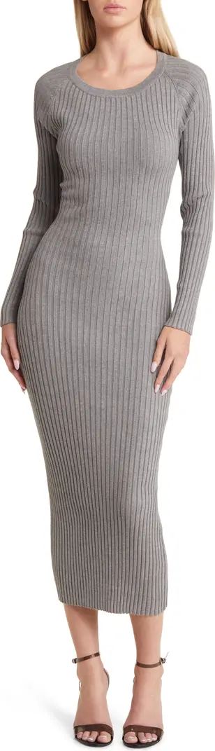 Bardot Vigo Rib Twist Back Cutout Long Sleeve Midi Sweater Dress | Nordstrom | Nordstrom