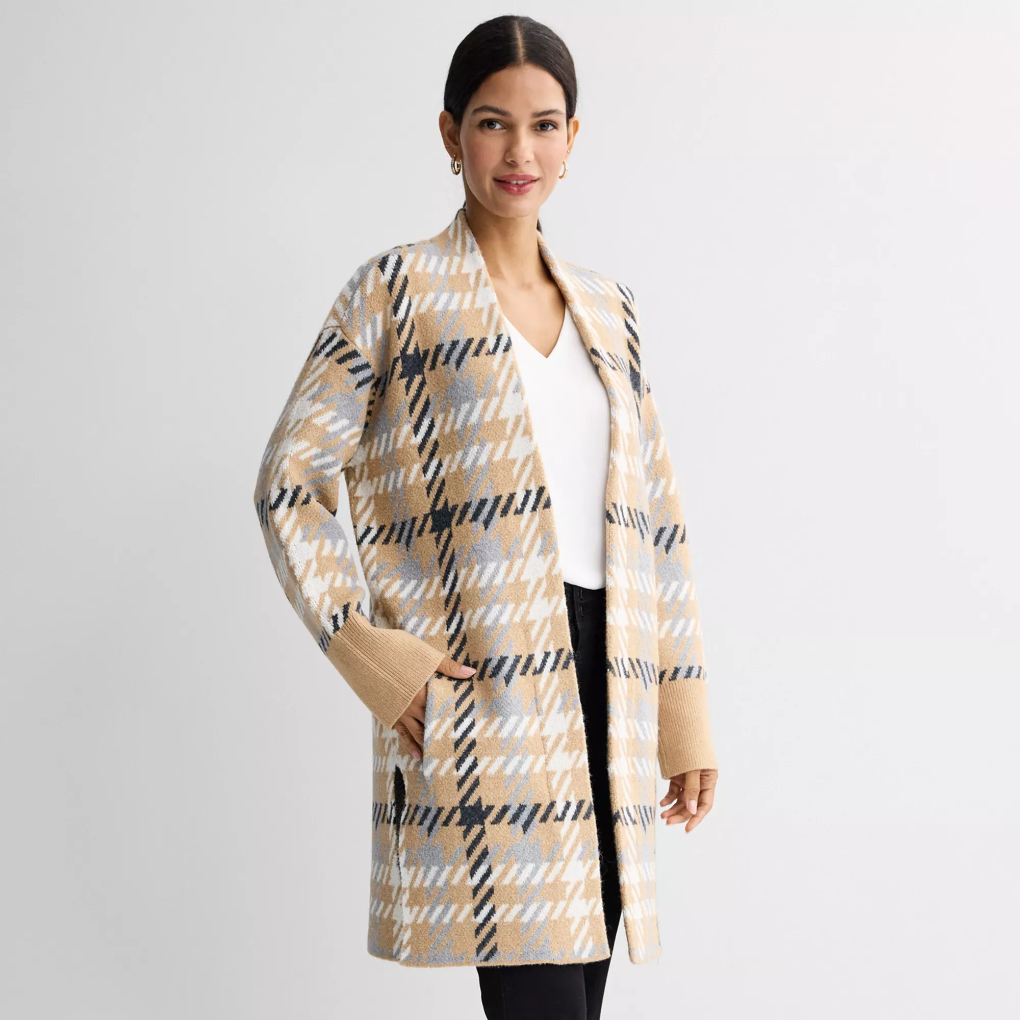Women's Nine West Longline Car Coat, Size: Large, Exploded Glenpaid | Kohl's