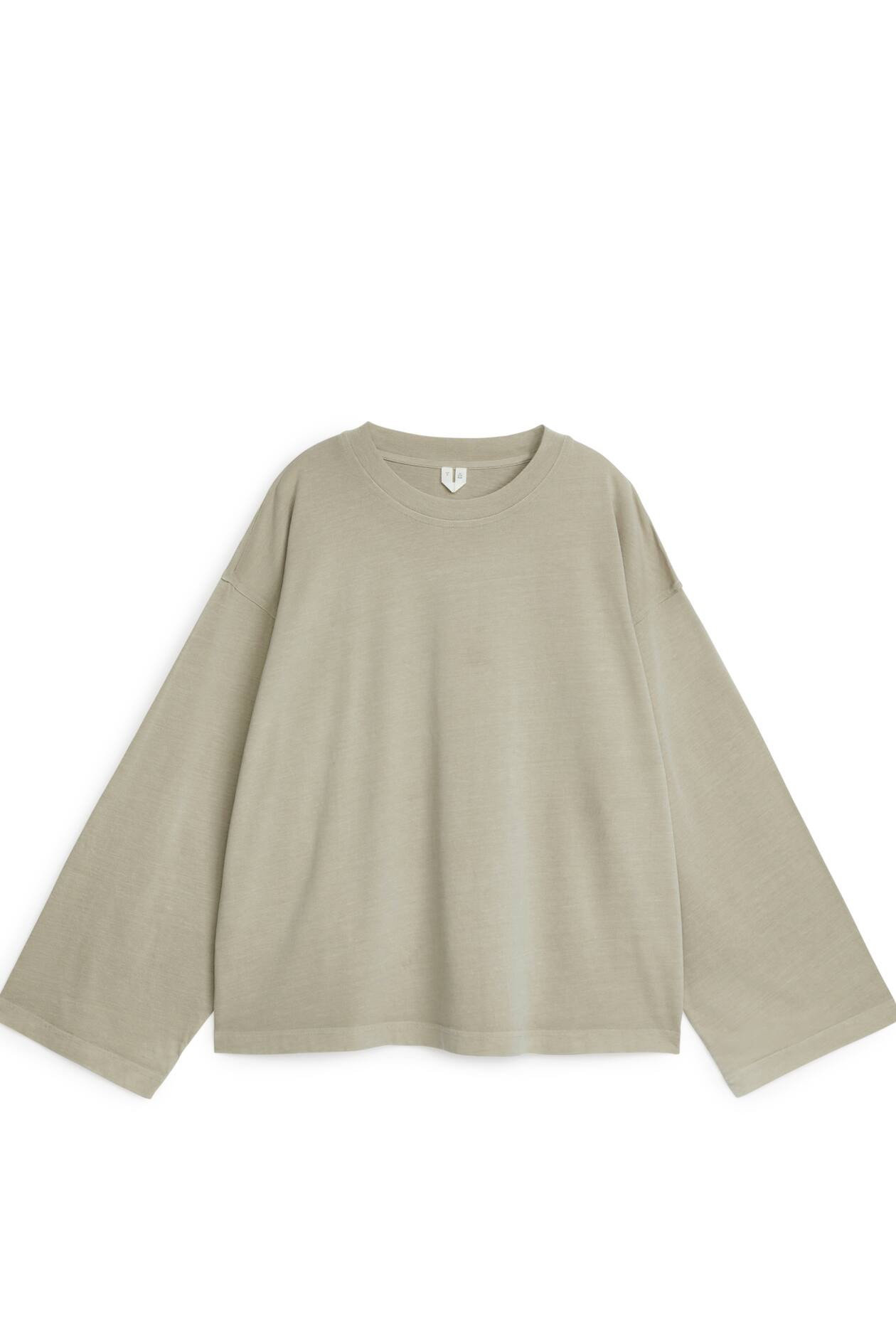 Long-Sleeve T-Shirt - Crew-neck - Long sleeve - Beige - Ladies | H&M GB | H&M (UK, MY, IN, SG, PH, TW, HK)