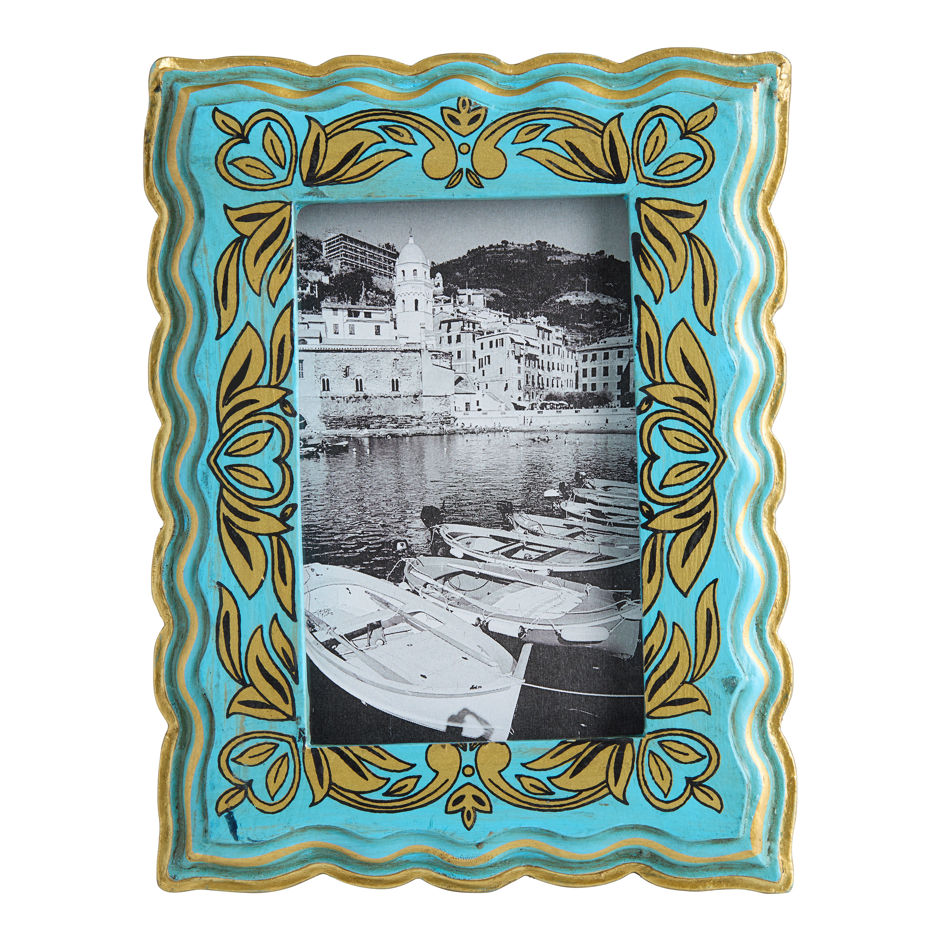 Blue Mango Wood Floral Hand Painted Picture Frame | World Market