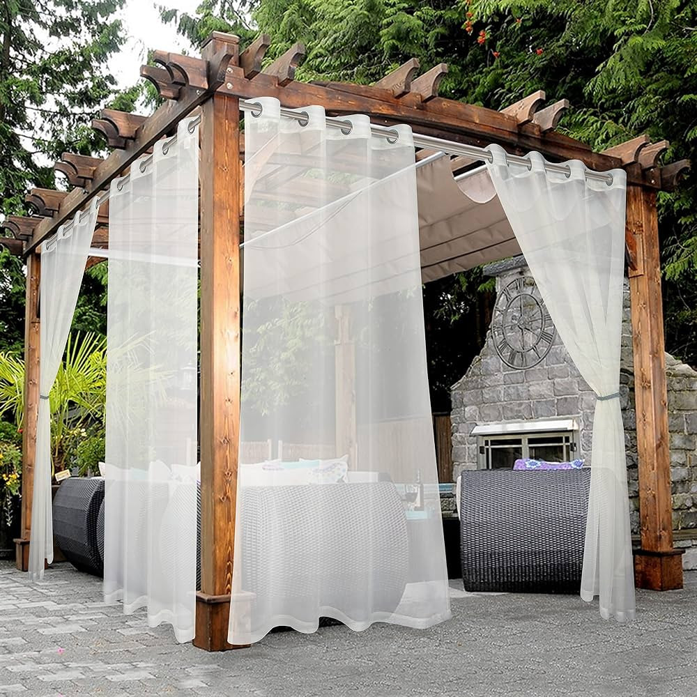 BONZER Sheer Outdoor Curtains for Patio Waterproof - 2 Panels Grommet Indoor Voile Sheer Curtains... | Amazon (US)
