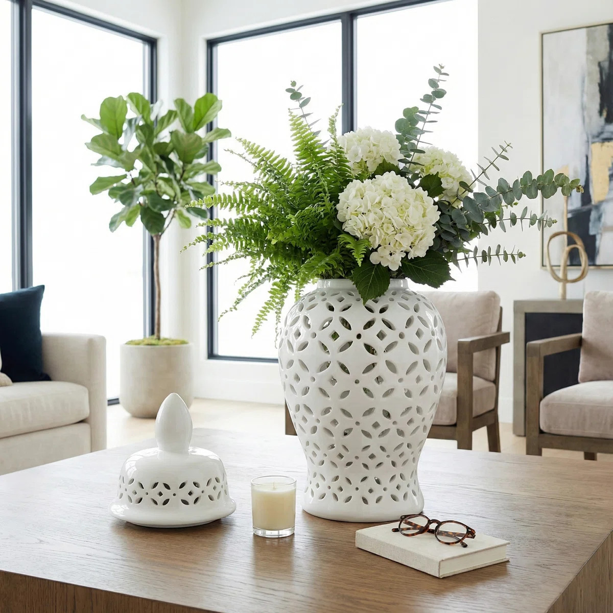 Decorative Chinoiserie Ceramic Tall Jar with Lid for Home Decor Accent - Contemporary Openword Ta... | Wayfair North America