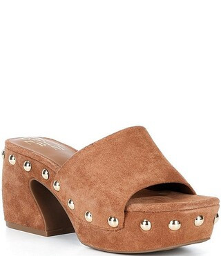 Gianni Bini Abbott Studded Suede Square Toe Platform Slide Sandals | Dillard's | Dillard's