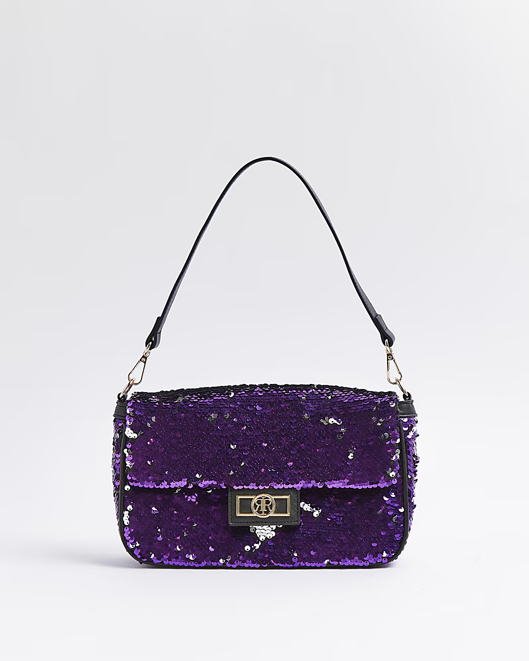 Purple sequin shoulder bag | River Island (UK & IE)