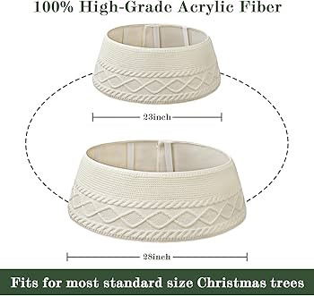 Knitted Christmas Tree Collar: Cream Crossed Diamond Edge Chunky Cable Knit Christmas Tree Collar... | Amazon (US)