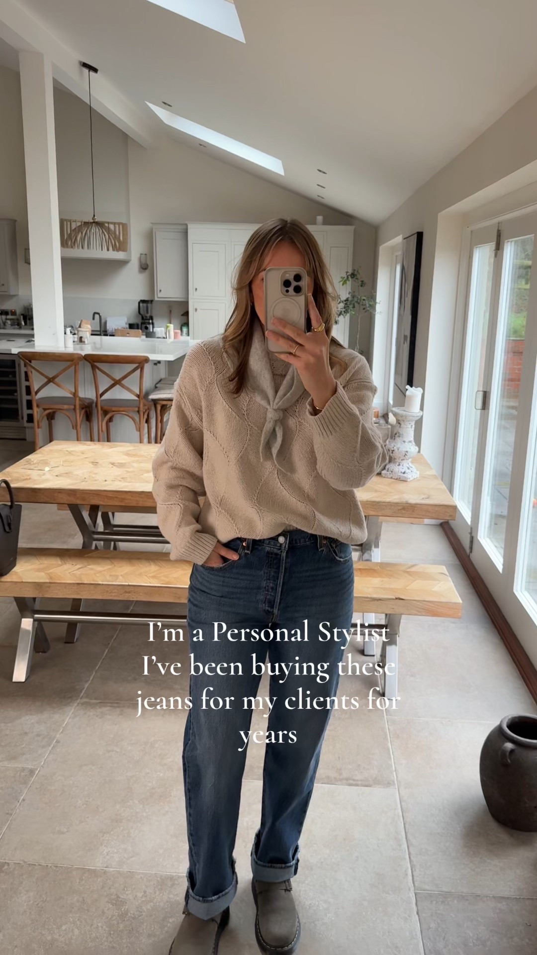 And now is the time to try them 
Available with Amazon prime at 50% off and free delivery 😉 
I’m wearing a 31 waist ( my size in all Levi’s - sits inbetween a 12 and 14 or good for a 14 with smaller waist) 
These ones sit high rise and these are different lengths and washes available - you can go ankle skimming - great with boots and chunkier footwear or full length. 
I’m wearing a 31 waist 32 leg here and I’ve turned the hem up with these shoes . 
The leg fits like a slim straight - neat through the hip and great at holding in a little tummy as the stretch is minimal at 1% in this wash. 
I normally recommend no stretch or 1% in Levi’s. They kind of mould to your body in time and don’t loose their shape!! 
These are reliable , everyday feel good jeans. 
Happy to give advice on Levi’s as I know the range quite well x 
Wearing a large in the knit 
Large in the thermal top