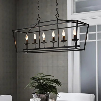 Adalae 6 - Light  Kitchen Island Rectangle Chandelier | Wayfair North America